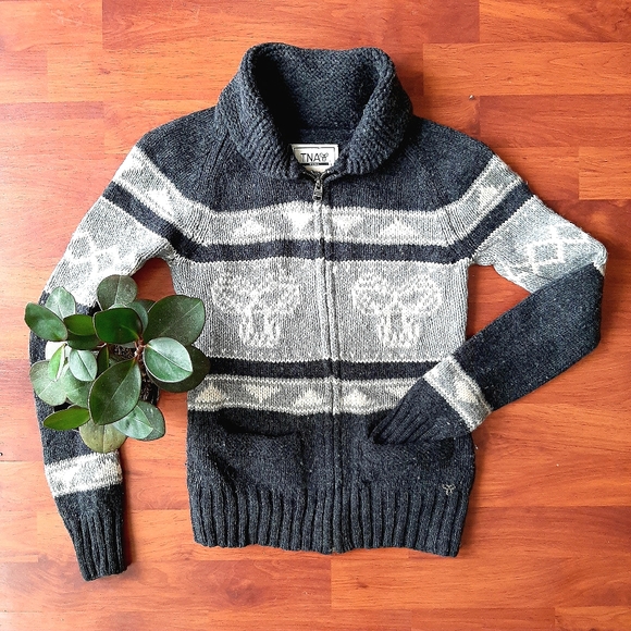 ARITZIA TNA sea to sky 100% lambswool zip cardigan